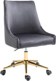 Karina Velvet Swivel Office Chair - Contemporary Design with Adjustable Height & Gold Base Charm