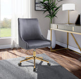 Karina Velvet Swivel Office Chair - Contemporary Design with Adjustable Height & Gold Base Charm