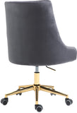 Karina Velvet Swivel Office Chair - Contemporary Design with Adjustable Height & Gold Base Charm