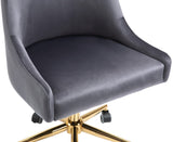 Karina Velvet Swivel Office Chair - Contemporary Design with Adjustable Height & Gold Base Charm
