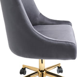 Karina Velvet Swivel Office Chair - Contemporary Design with Adjustable Height & Gold Base Charm