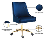 Karina Velvet Swivel Office Chair - Contemporary Design with Adjustable Height & Gold Base Charm