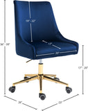 Karina Velvet Swivel Office Chair - Contemporary Design with Adjustable Height & Gold Base Charm