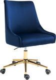 Karina Velvet Swivel Office Chair - Contemporary Design with Adjustable Height & Gold Base Charm