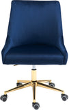 Karina Velvet Swivel Office Chair - Contemporary Design with Adjustable Height & Gold Base Charm