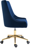 Karina Velvet Swivel Office Chair - Contemporary Design with Adjustable Height & Gold Base Charm