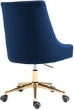 Karina Velvet Swivel Office Chair - Contemporary Design with Adjustable Height & Gold Base Charm