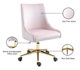 Karina Velvet Swivel Office Chair - Contemporary Design with Adjustable Height & Gold Base Charm