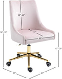 Karina Velvet Swivel Office Chair - Contemporary Design with Adjustable Height & Gold Base Charm