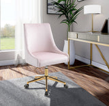 Karina Velvet Swivel Office Chair - Contemporary Design with Adjustable Height & Gold Base Charm