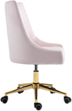 Karina Velvet Swivel Office Chair - Contemporary Design with Adjustable Height & Gold Base Charm