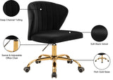 Finley Velvet Office Chair - Stylish Swivel Design with Channel Tufting and Luxurious Gold Base