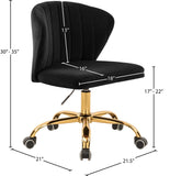 Finley Velvet Office Chair - Stylish Swivel Design with Channel Tufting and Luxurious Gold Base