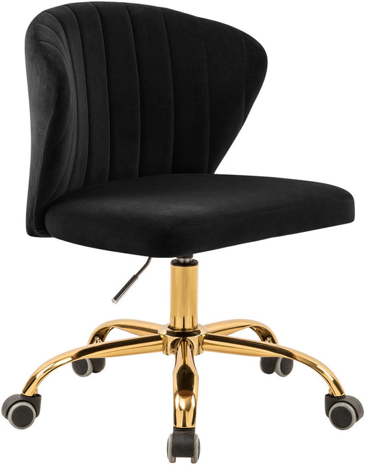 Finley Velvet Office Chair - Stylish Swivel Design with Channel Tufting and Luxurious Gold Base