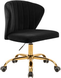 Finley Velvet Office Chair - Stylish Swivel Design with Channel Tufting and Luxurious Gold Base