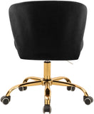 Finley Velvet Office Chair - Stylish Swivel Design with Channel Tufting and Luxurious Gold Base