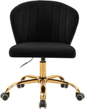 Finley Velvet Office Chair - Stylish Swivel Design with Channel Tufting and Luxurious Gold Base