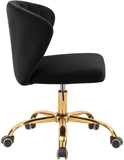 Finley Velvet Office Chair - Stylish Swivel Design with Channel Tufting and Luxurious Gold Base