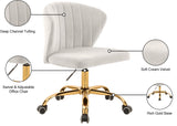 Finley Velvet Office Chair - Stylish Swivel Design with Channel Tufting and Luxurious Gold Base
