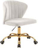 Finley Velvet Office Chair - Stylish Swivel Design with Channel Tufting and Luxurious Gold Base