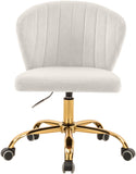 Finley Velvet Office Chair - Stylish Swivel Design with Channel Tufting and Luxurious Gold Base