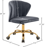 Finley Velvet Office Chair - Stylish Swivel Design with Channel Tufting and Luxurious Gold Base
