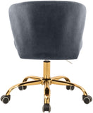 Finley Velvet Office Chair - Stylish Swivel Design with Channel Tufting and Luxurious Gold Base