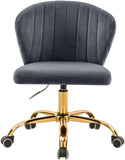 Finley Velvet Office Chair - Stylish Swivel Design with Channel Tufting and Luxurious Gold Base