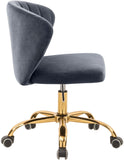 Finley Velvet Office Chair - Stylish Swivel Design with Channel Tufting and Luxurious Gold Base
