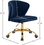 Finley Velvet Office Chair - Stylish Swivel Design with Channel Tufting and Luxurious Gold Base