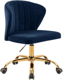 Finley Velvet Office Chair - Stylish Swivel Design with Channel Tufting and Luxurious Gold Base