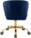 Finley Velvet Office Chair - Stylish Swivel Design with Channel Tufting and Luxurious Gold Base