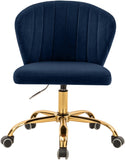 Finley Velvet Office Chair - Stylish Swivel Design with Channel Tufting and Luxurious Gold Base