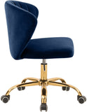 Finley Velvet Office Chair - Stylish Swivel Design with Channel Tufting and Luxurious Gold Base
