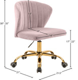 Finley Velvet Office Chair - Stylish Swivel Design with Channel Tufting and Luxurious Gold Base