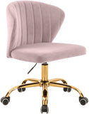 Finley Velvet Office Chair - Stylish Swivel Design with Channel Tufting and Luxurious Gold Base