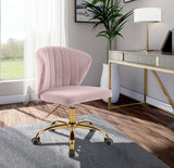 Finley Velvet Office Chair - Stylish Swivel Design with Channel Tufting and Luxurious Gold Base