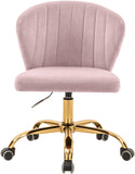 Finley Velvet Office Chair - Stylish Swivel Design with Channel Tufting and Luxurious Gold Base
