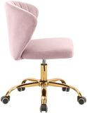Finley Velvet Office Chair - Stylish Swivel Design with Channel Tufting and Luxurious Gold Base