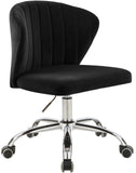 Finley Velvet Office Chair - Stylish Swivel Design with Channel Tufting and Luxurious Gold Base