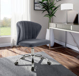 Finley Velvet Office Chair - Stylish Swivel Design with Channel Tufting and Luxurious Gold Base