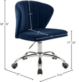 Finley Velvet Office Chair - Stylish Swivel Design with Channel Tufting and Luxurious Gold Base