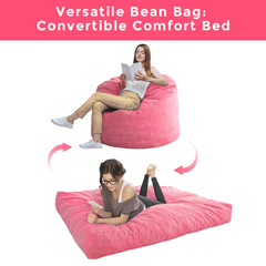 MAXYOYO Giant Bean Bag Chair Bed for Adults, Convertible Beanbag Folds from Lazy Chair to Floor Mattress Bed