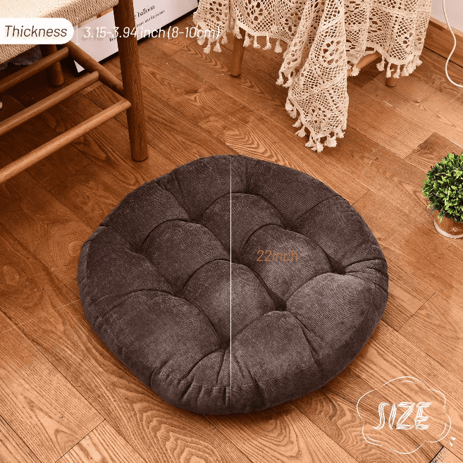 MAXYOYO 22x22 Inch Floor Pillow, Meditation Cushion for Yoga Living Room Sofa Balcony Outdoor, Dark Grey