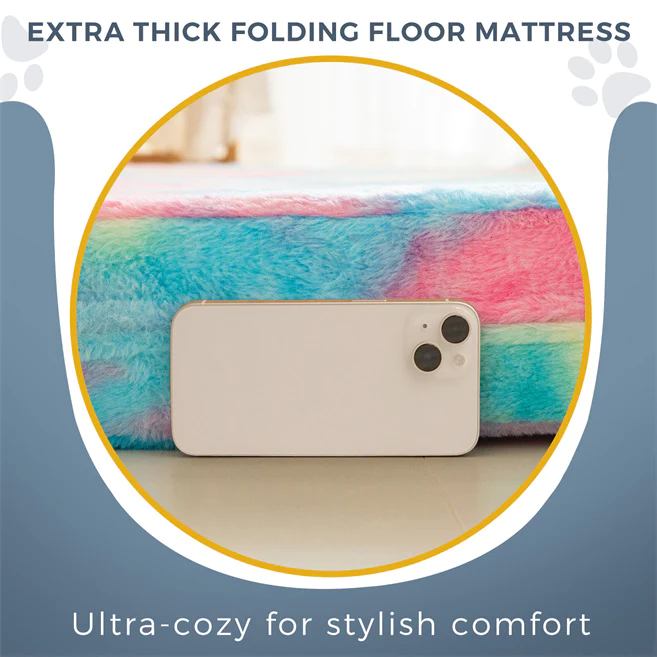 MAXYOYO Bean Bag Folding Sofa Bed, Floor Mattress Extra Thick Floor Sofa with Faux Fur Washable Cover