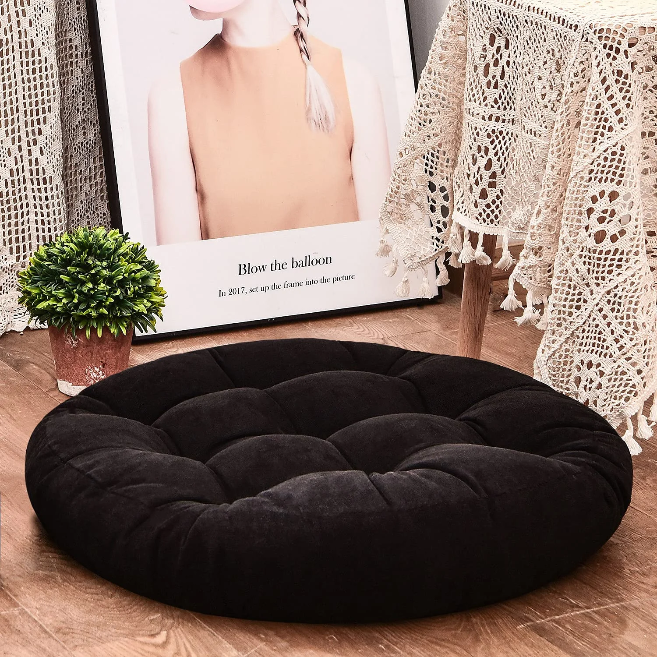 SOYYOTKSSA 22x22 Inch Floor Pillow, Meditation Cushion for Yoga Living Room Sofa Balcony Outdoor, Black