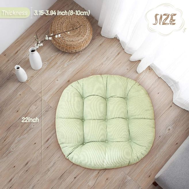 MAXYOYO 22x22 Inch Floor Pillow, Meditation Cushion for Yoga Living Room Sofa Balcony Outdoor, Grass Green