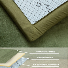 MAXYOYO Baby Play Mat, Coral Velvet Area Rug Thick Japanese foam Mat with Non-Slip Backing, Olive Green