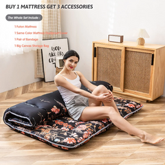 MAXYOYO Floor Mattress, Black Floral Printed Japanese Futon