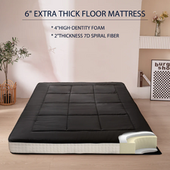 MAXYOYO Padded Japanese Floor Mattress, Black Foldable Roll Up Futon Mattress